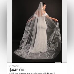 LILLY /Chapel organza floral wedding veil | TaraBridal